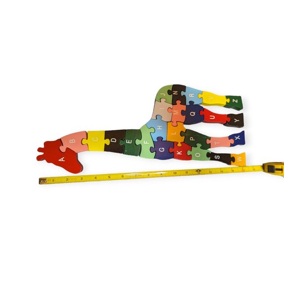 Wooden Rainbow Giraffe Alphabet & Numbers Puzzle - Picture 4 of 6